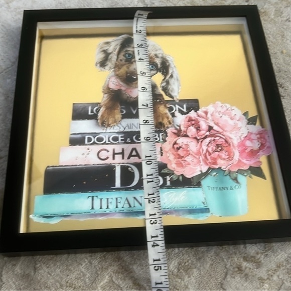 Oliver Gal Dachshund Shadow Box Fashion Tiffany Blue Book Office Floral Coco Dog - Picture 5 of 8